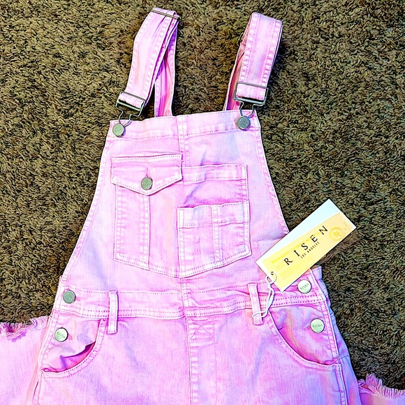 *NWT* acid washed pink denim overalls, small - Picture 5 of 6